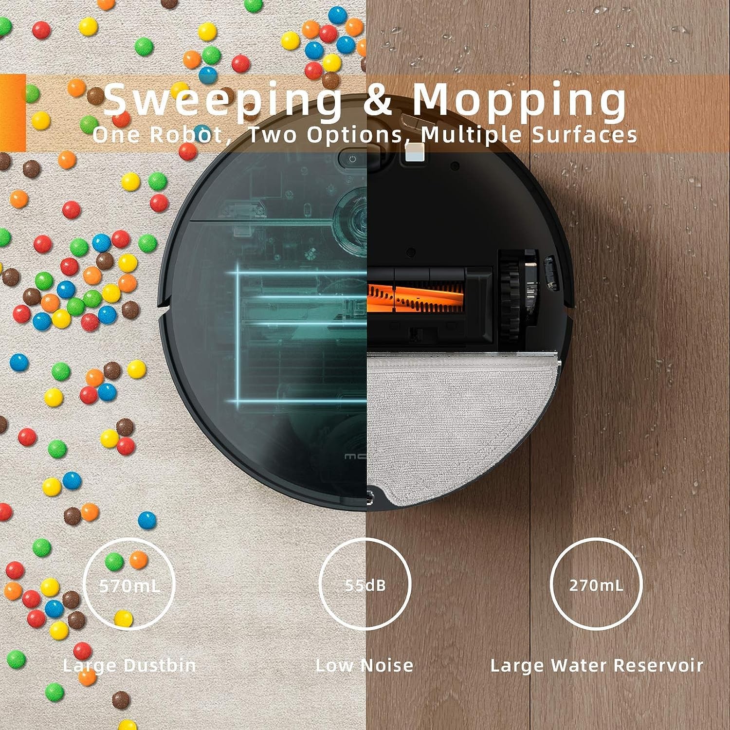 MOVA Z500 Robot Vacuum and Mop, Smart Navigation Robot Vacuum Cleaner - BLACK