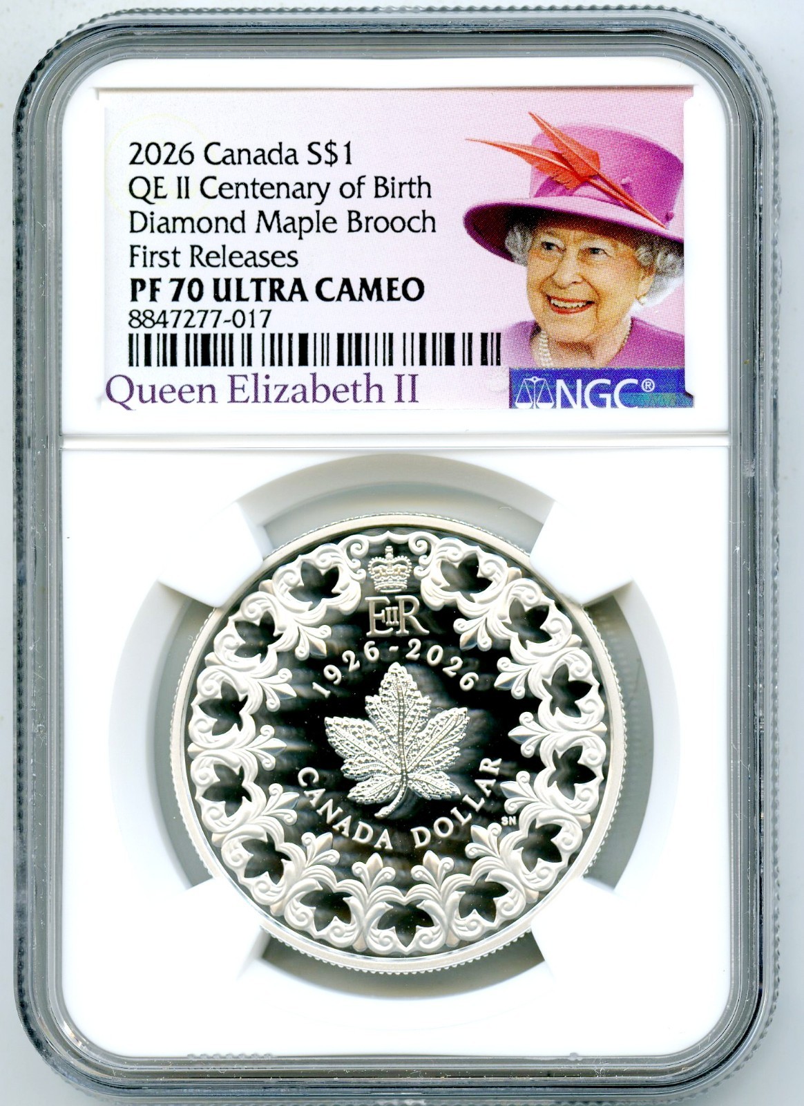 2026 $1 CANADA SILVER PROOF NGC PF70 UCAM DIAMOND MAPLE BROOCH DOLLAR - FR