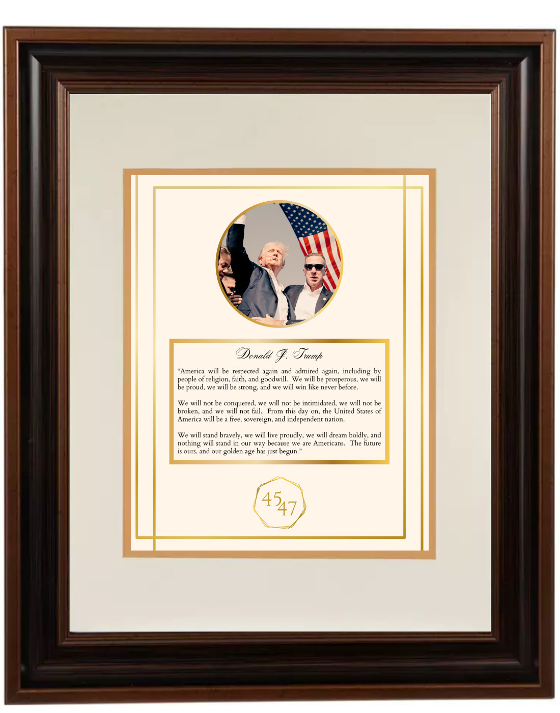 Limited Edition Trump Framed Photo Quote: 45/47 Picture