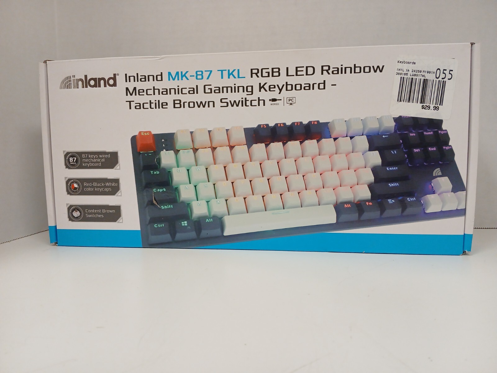 Inland MK-87 TKL RGB LED Wired Mechanical Gaming Keyboard - Tactile Switches