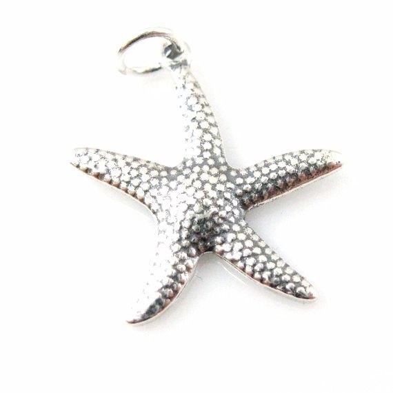 Oxidized Sterling Silver Starfish Charm, Textured Star Fish Charm (25mm) 1 pc