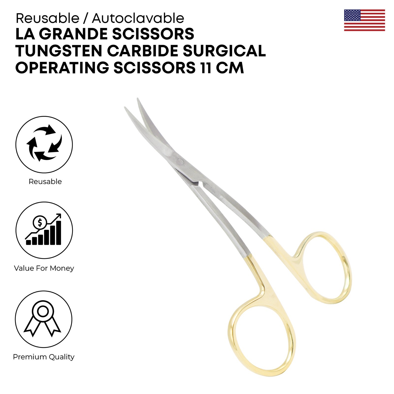 La Grande Scissors 11cm Tungsten Carbide Surgical Operating Scissor German Grade