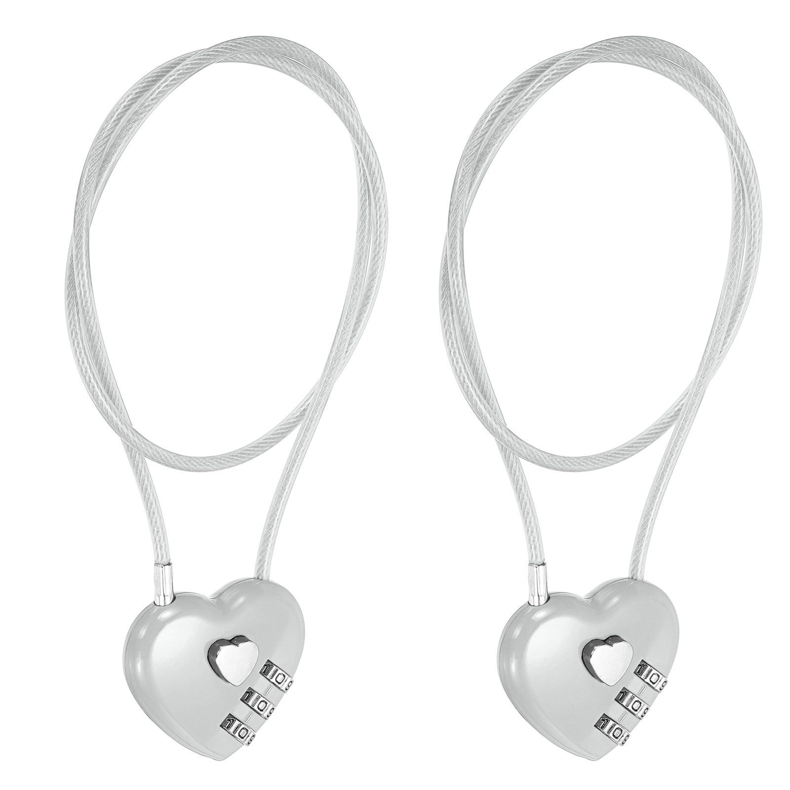 Combination Padlock (19.7 Inch, Grey)(2 Pcs), 3-Digit Heart Shaped Combo Padlock