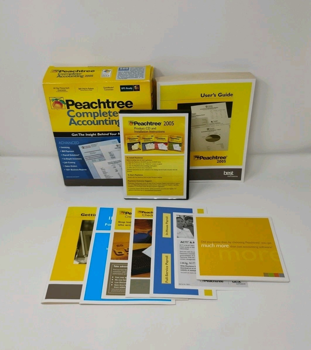 Peachtree Complete Accounting Software 2005 PC Big Box CD-ROM with Serial Number