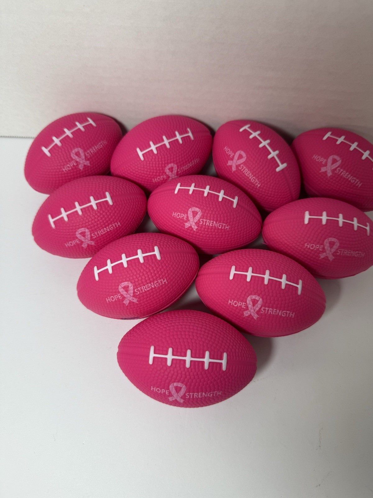 Breast cancer awareness pink ribbon Mini Football stress ball lot of 10