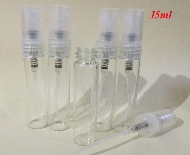 New Empty 100pcs slim 15ML Glass Pefume Sample Vial Spray Small Bottles