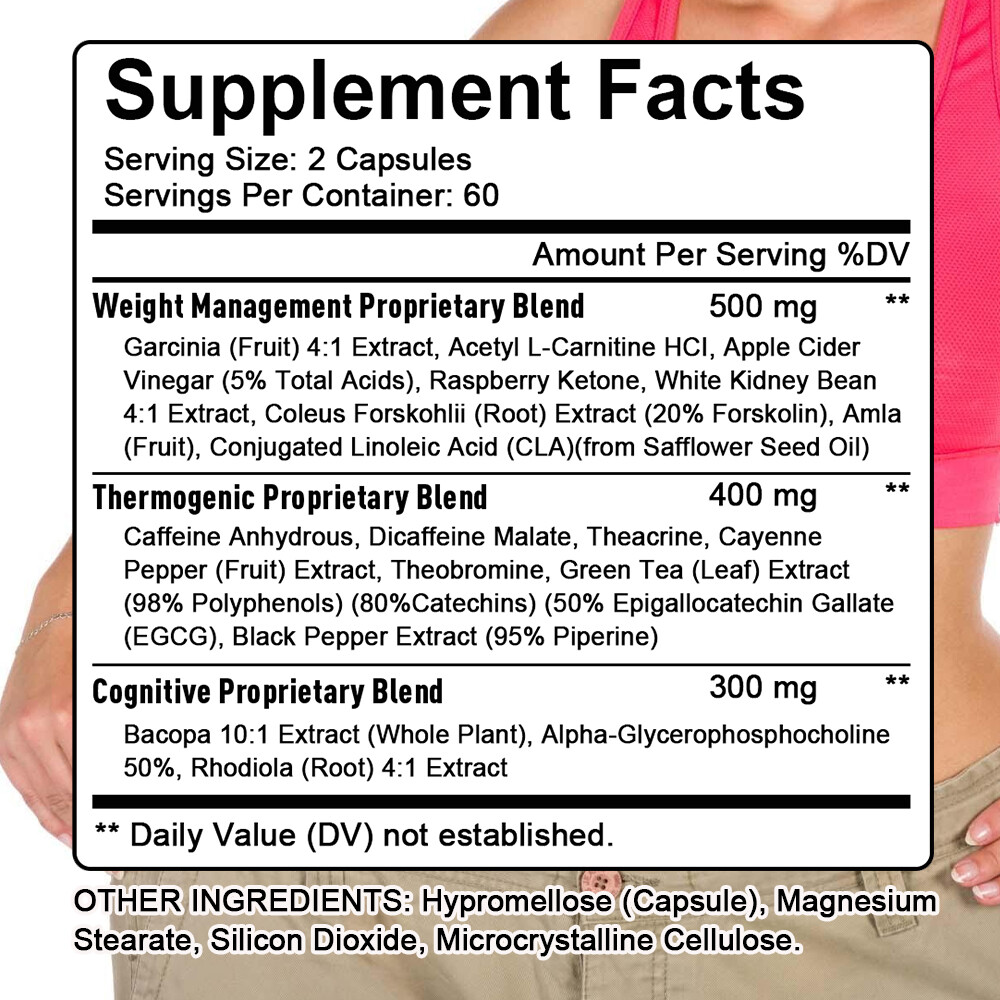 Thermogenic Burner Weight Loss Metabolism, Appetite Suppressant, Energy-120 caps