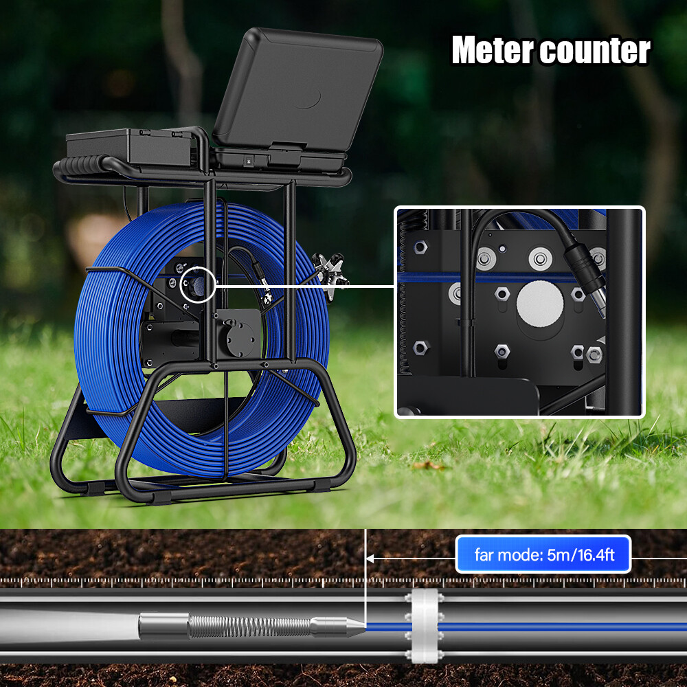 100m Sewer Pipe Inspection Camera 512hz Self-leveling Pipe Camera 10" Display