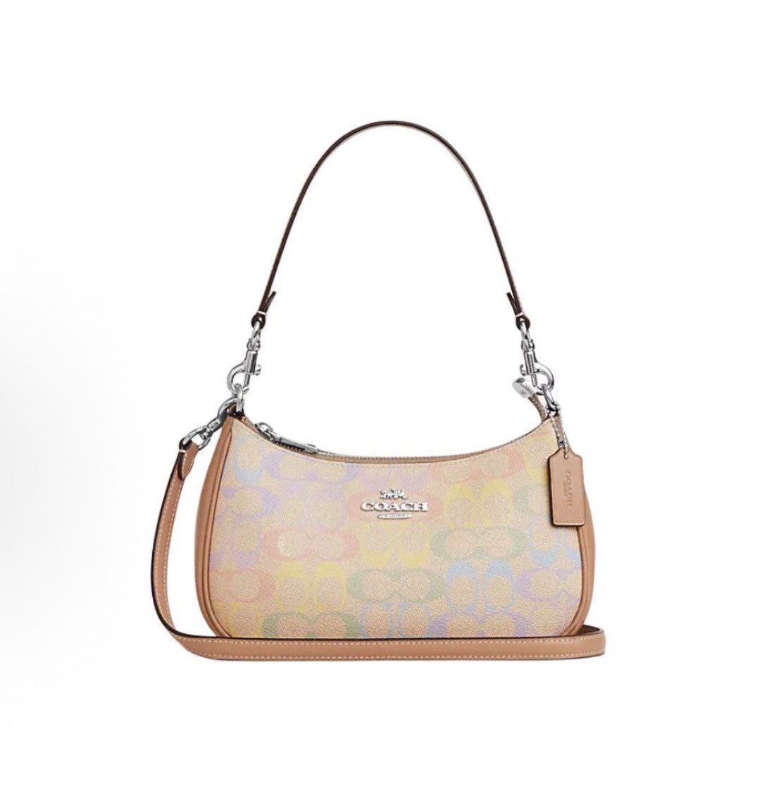 NWT Coach Teri Shoulder Bag In Rainbow Signature Canvas CDA91 New Free Shipping
