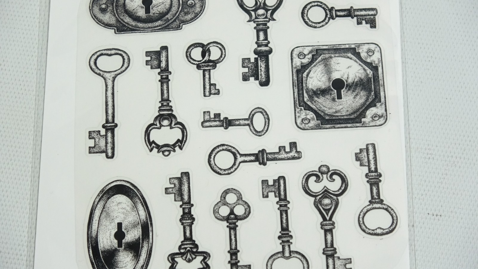 1 Sheet Gothic Antique Style Halloween Skeleton Keys Stickers