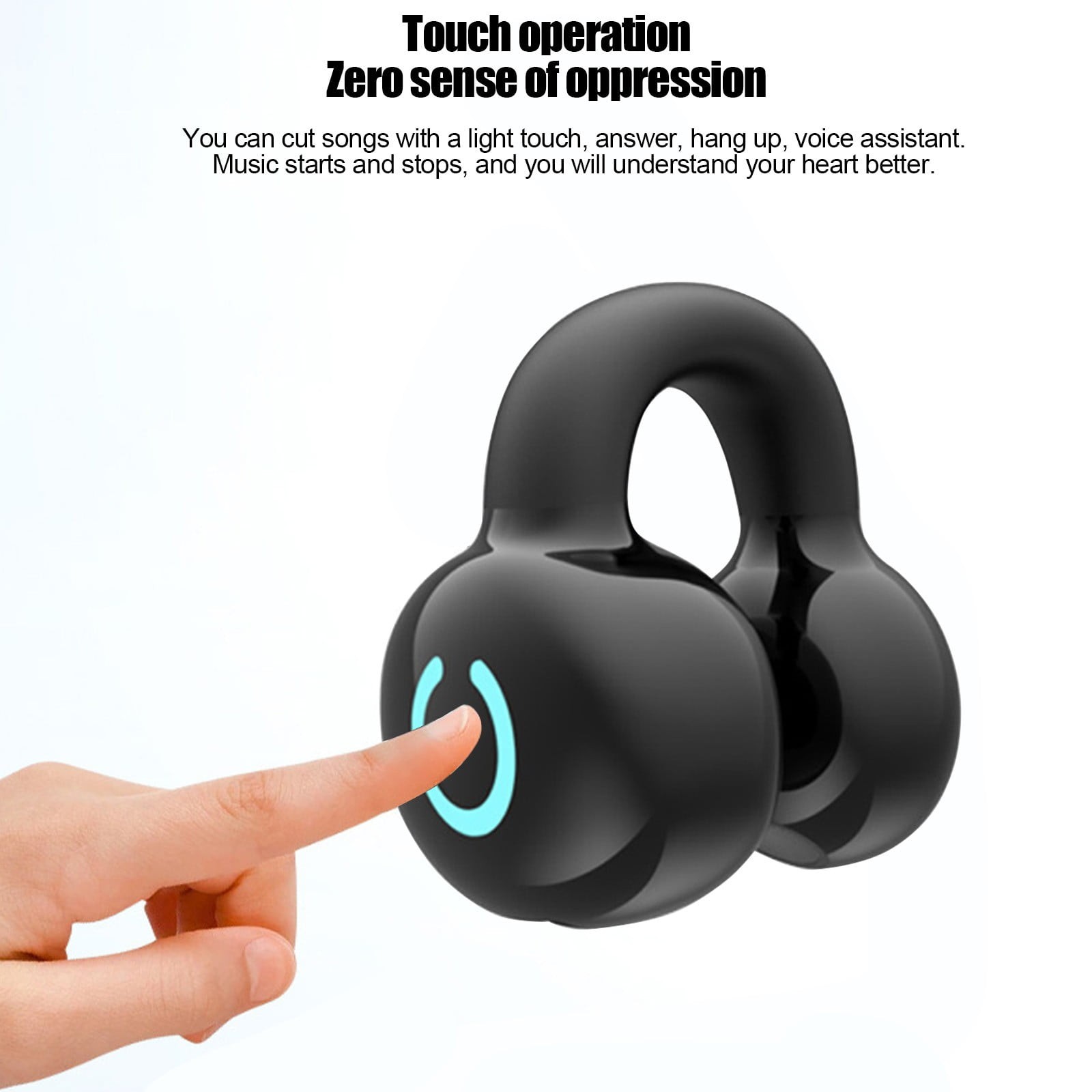Bluetooth Headphones Open-Ear Design 33ft Range 10H Playtime Low La Single Ear