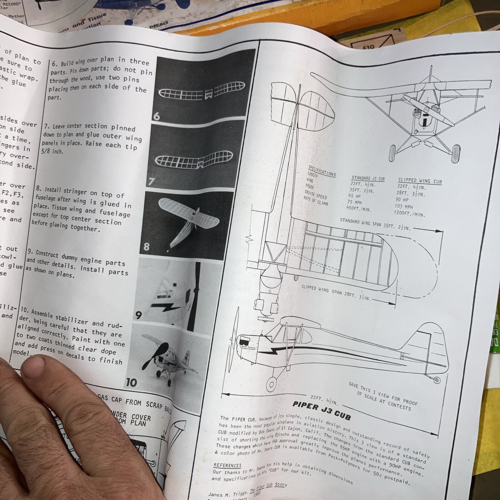 Peck Polymers Piper J-3 Cub Kit 13inch Wingspan Rubber Powered Peanut Scale