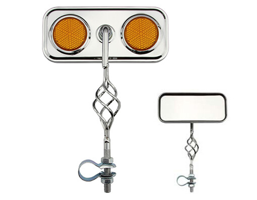 ONE Bike Rectangle Cage Mirror Chrome Amber Reflectors. Bike parts,Bicycle parts