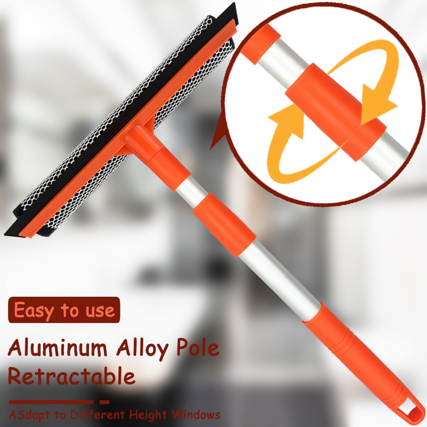 Windshield Cleaner Tool 2 in 1 Car Window Squeegee with Extendable Handle