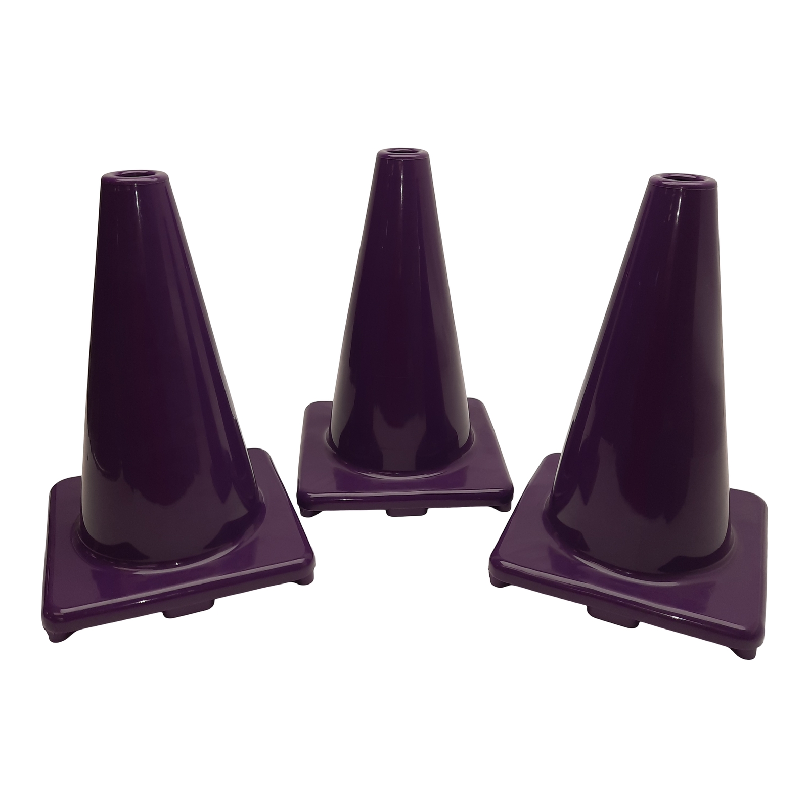 Lot of 3 MF Athletic 3625-Purple Colored Cone, 12in x 8.25in x 8.25in, Polyvinyl