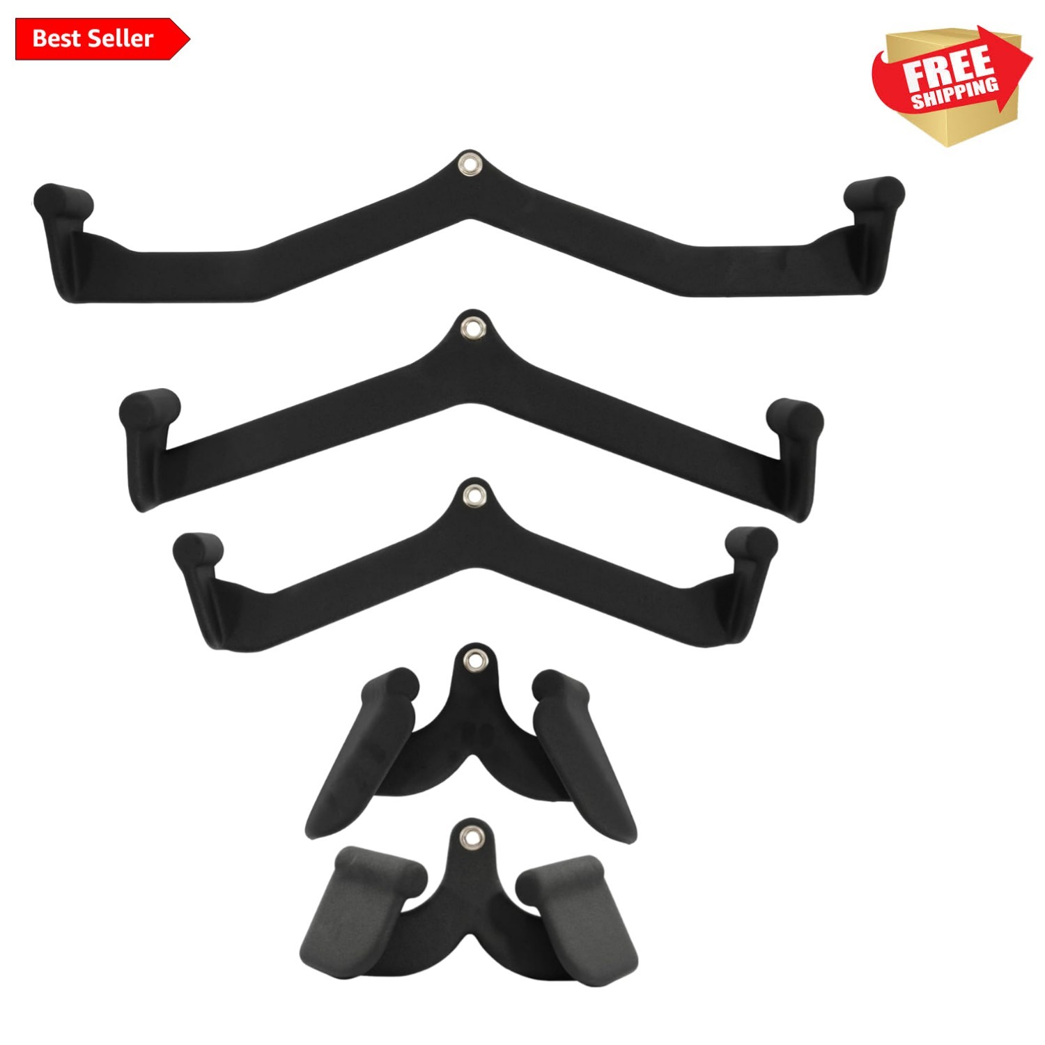 Ergonomic 5-Piece Cable Machine Attachments Set - Non-Slip Design for Comfort