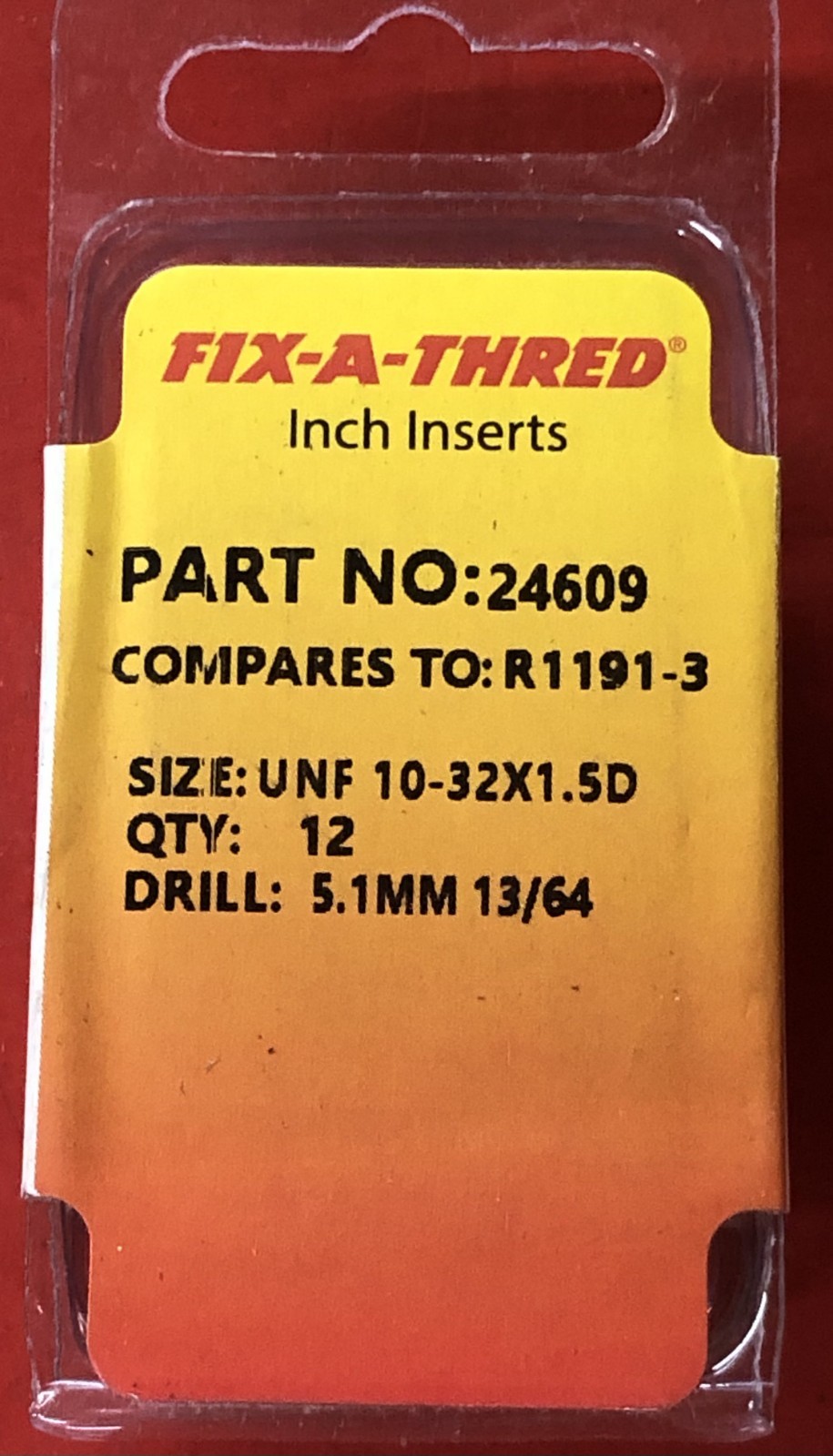 FIX-A-THRED 24609 STANDARD THREAD INSERTS SIZE UNF 10-32x1.5D LIKE R1191-3