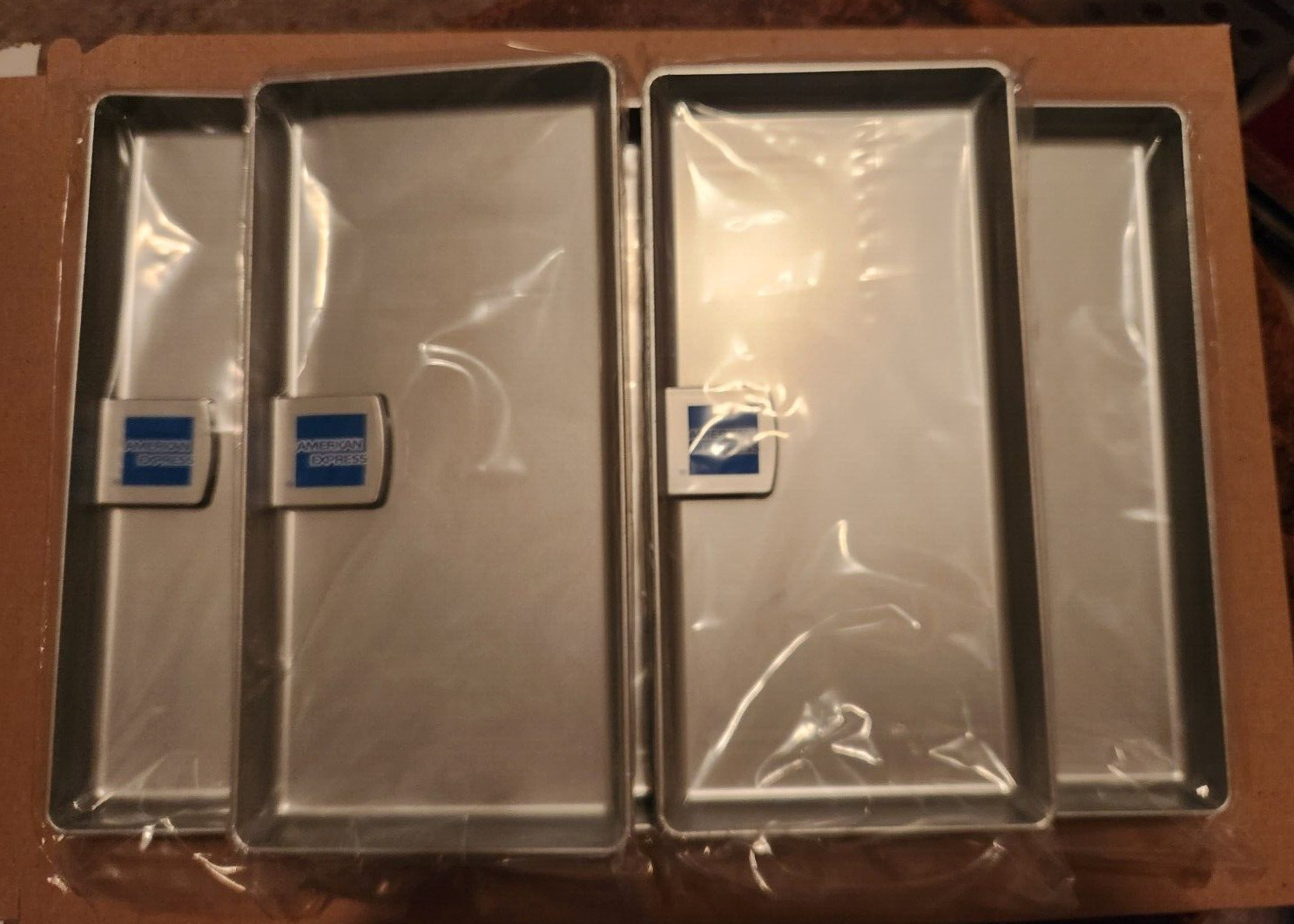 Set of 5 American Express Plastic Credit Card Check Presenters Tip Tray Silver