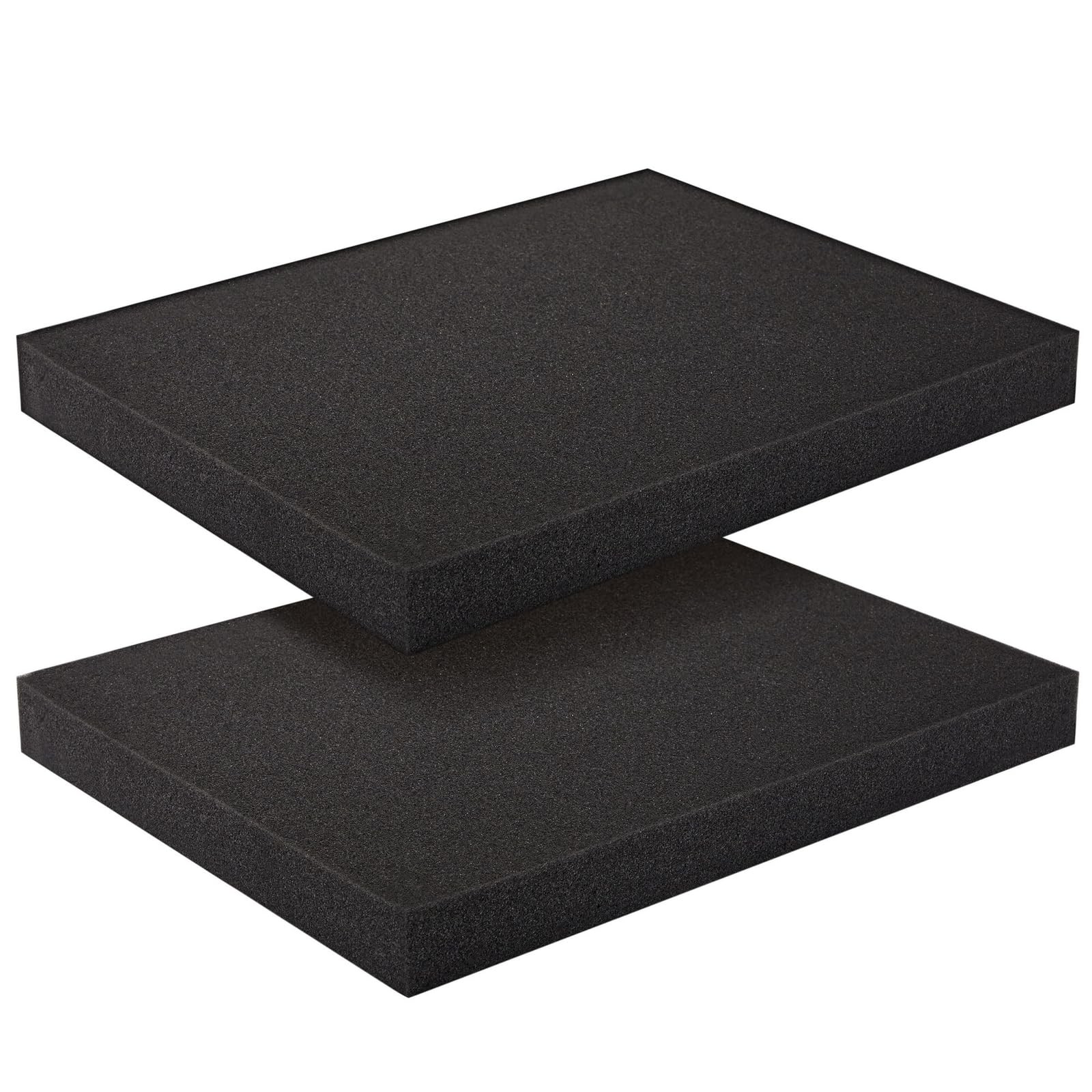 Packing Foam Sheets - 2-Pack 16 x 12 x 1.5 in Black - Customizable Polyuretha...