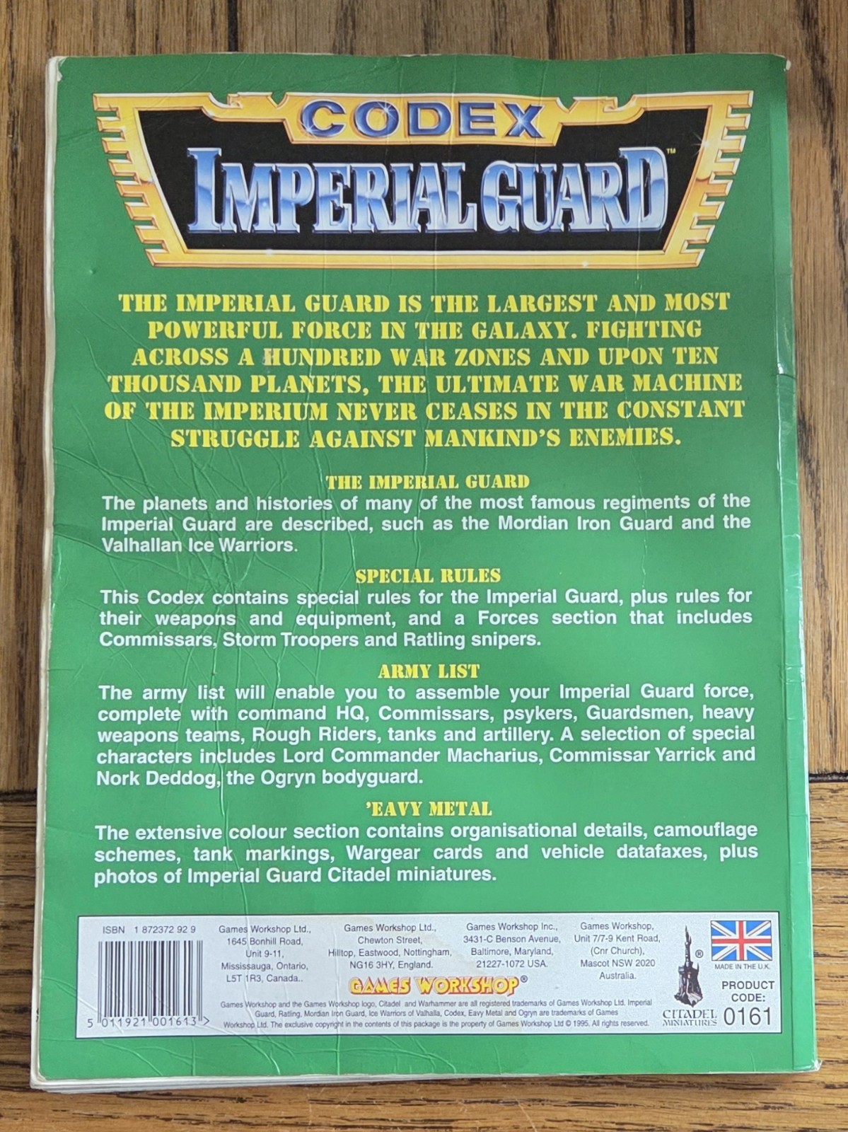 Warhammer 40k Codex Imperial Guard Supplement 2nd Edition 1995 DAMAGED!