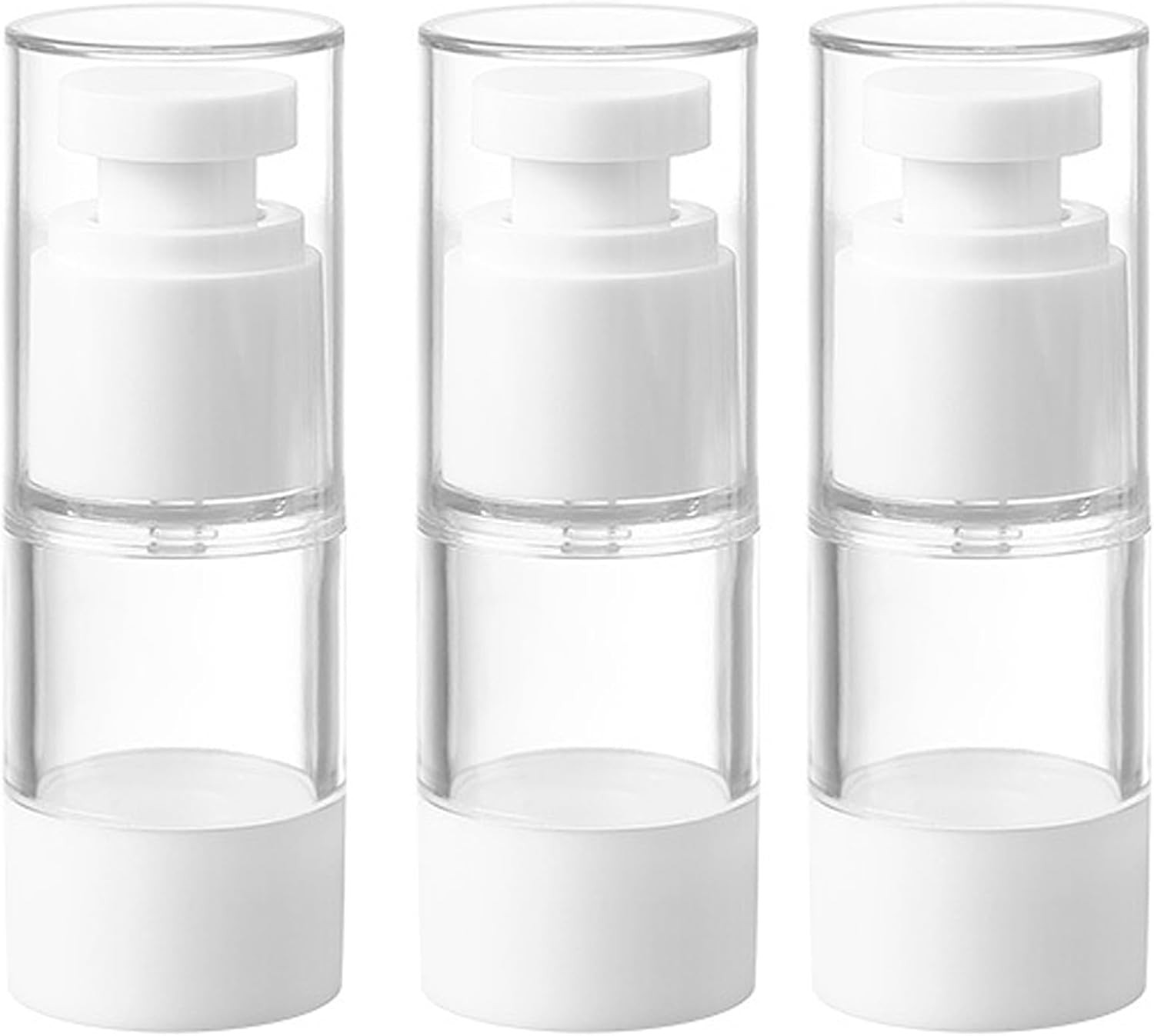 3 Pack Airless Pump Bottles 0.5 Oz Travel Size Pump Bottle Lotion Container Refi