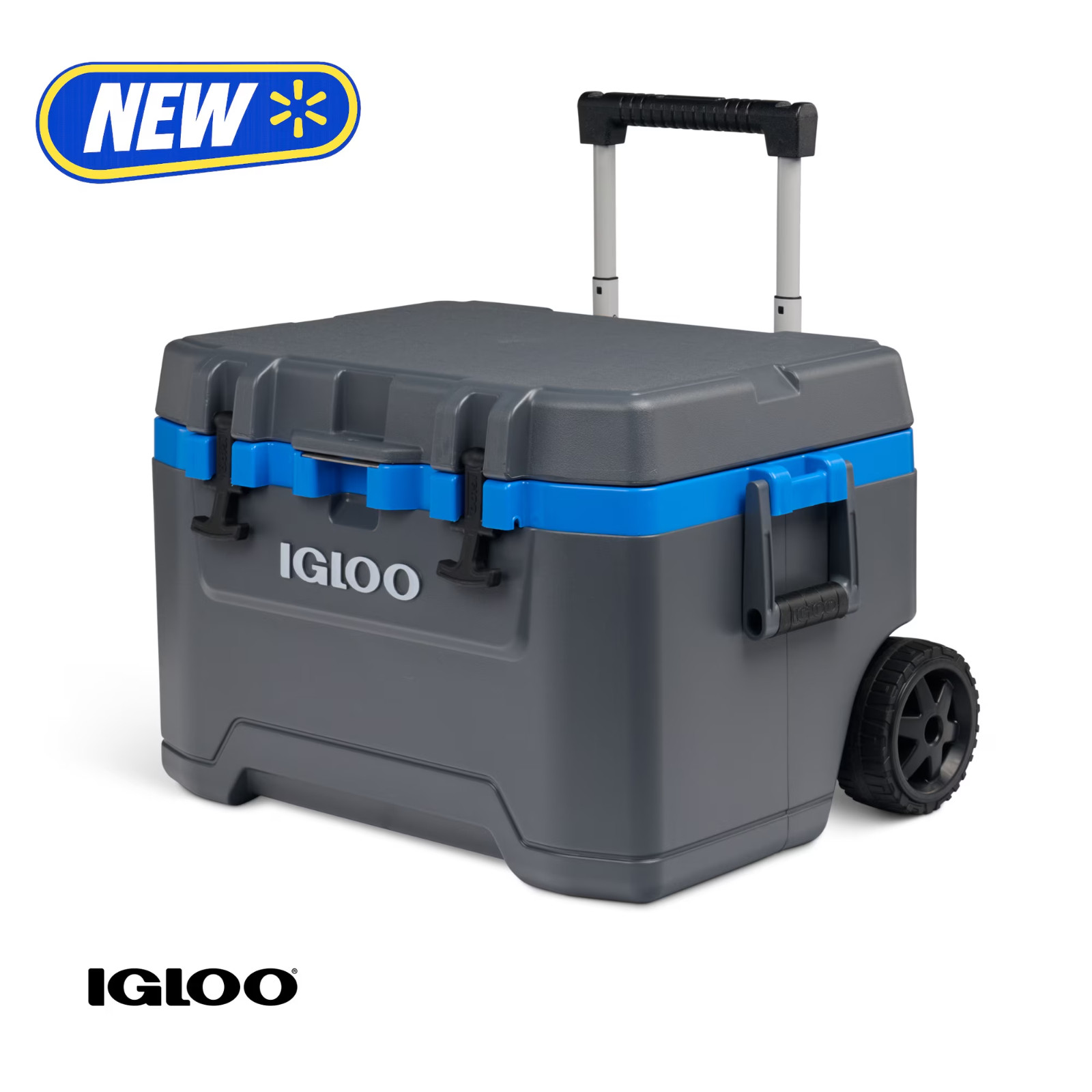 Igloo 52 QT Overland Ice Chest Cooler with Wheels, Gray and Blue