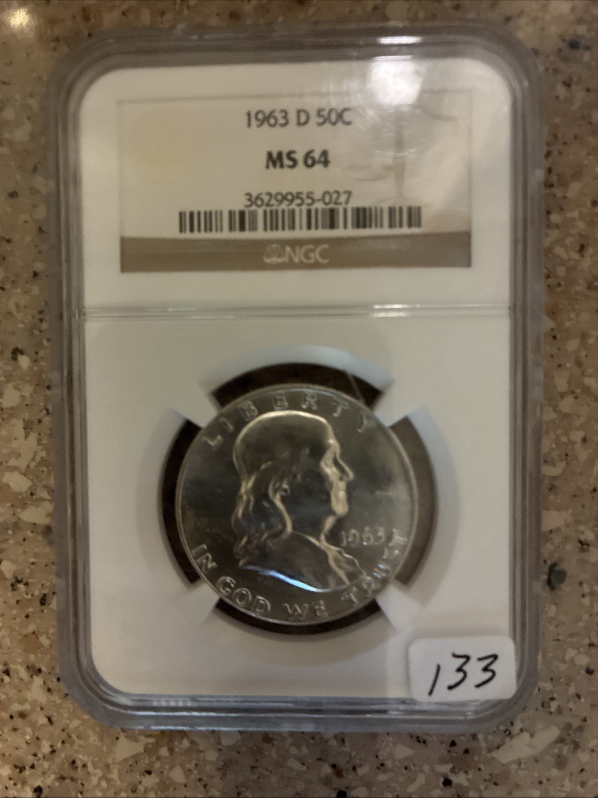 1963-D Ben Franklin Half Dollar NGC MS-64. Nice Keeper For A Set