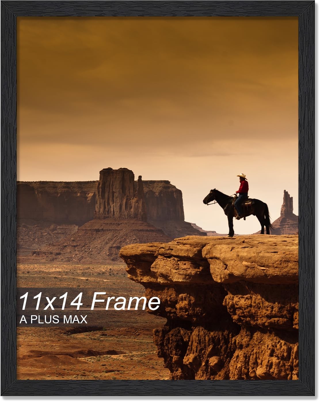 A PLUS MAX 11x14 Picture Frame, Black Engineered Wood Frame for 11x14,