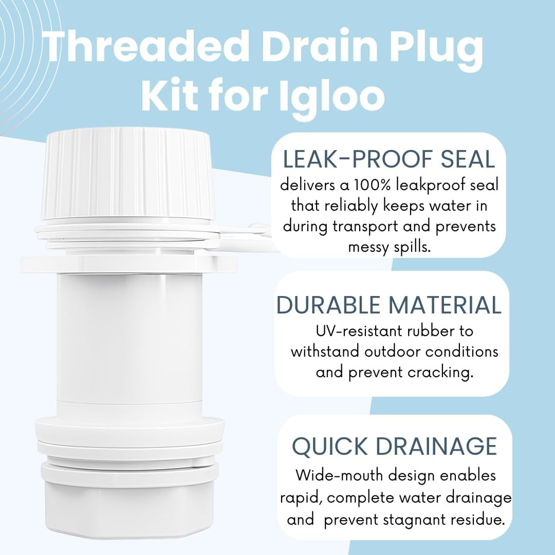 2 Pack Cooler Drain Plug Replacement Kit for Igloo,Ice Chest Drain Plug with ...