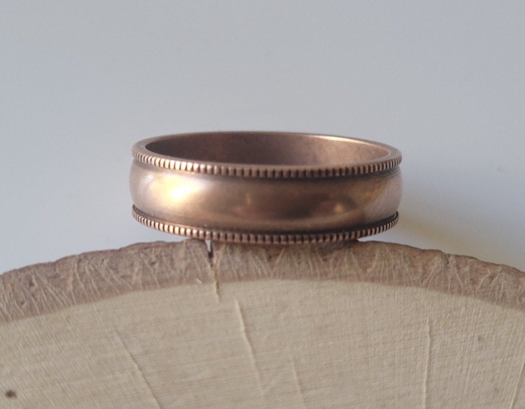 Solid Raw Copper Fluted Edge 6mm Band Ring Arthritis Therapy Pure Copper Ring