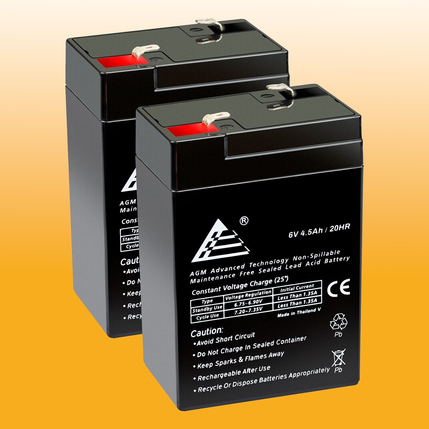 6 Volt 6v 4.5ah Rechargeable Deer Game Feeder Battery - 2 Pack