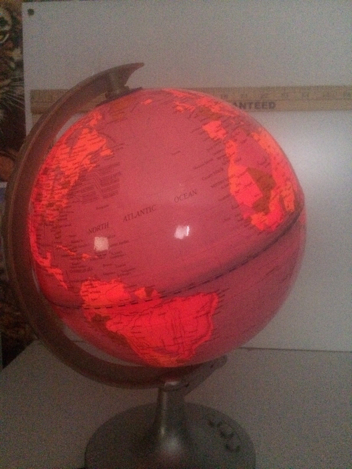 8" WORLD GLOBE Illuminated On Stand LIGHT-UP MULTICOLOR