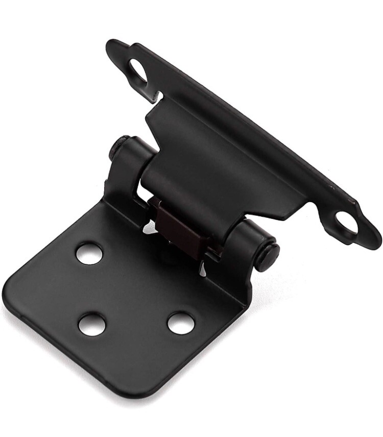 20 Pack 10 Pairs 1/2'' Overlay Cabinet Hinges Black Semiconcealed Cupboard Hinge