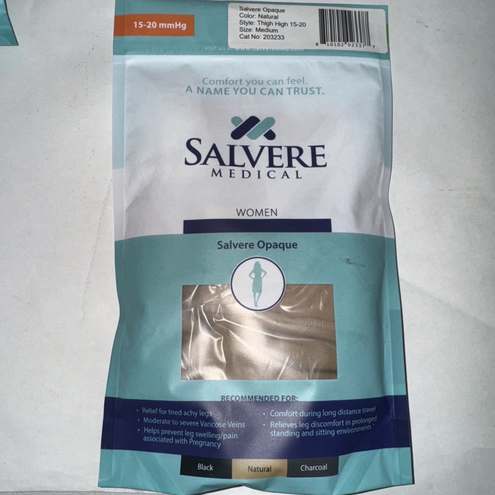 Salvere Medical Women's Opaque Compression Thigh High Natural Medium 15-20