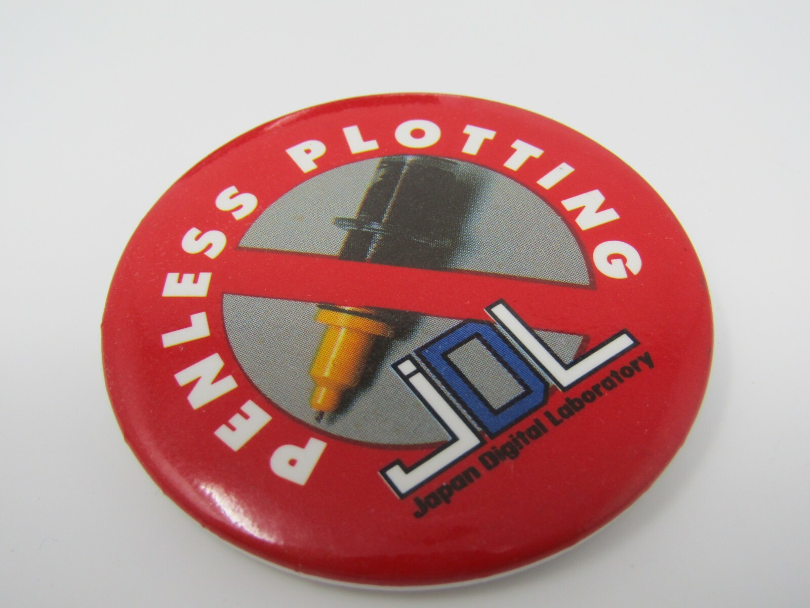 Vintage JDL Pinback Button Penless Plotting Japan Digital Laboratory Computer