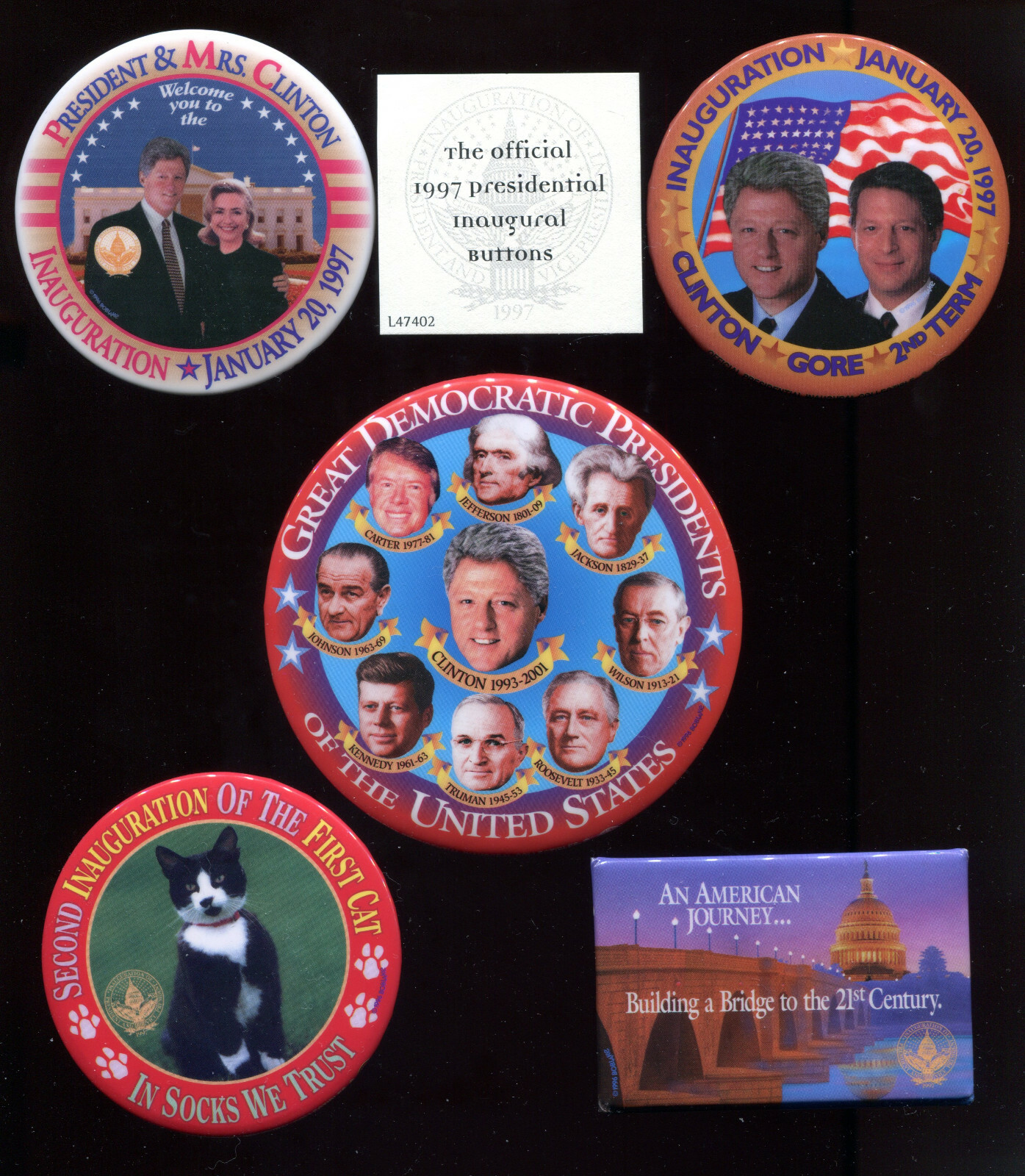 Set of 5 Official Presidential Inaugural Buttons Originally Sold by QVC