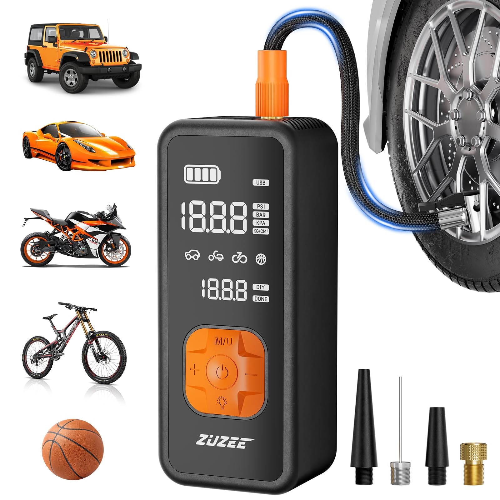 ZUZEE Tire Inflator Portable Air Compressor - 4X Faster Inflation, 150PSI Air...