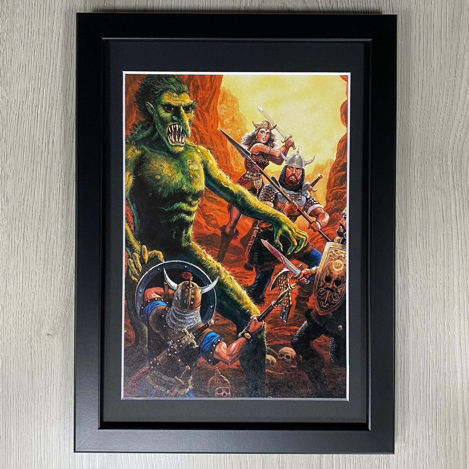 DUNGEONS & DRAGONS FRAMED ART. FIGHTER'S HANDBOOK, D&D, TROLL, MOSS MAN
