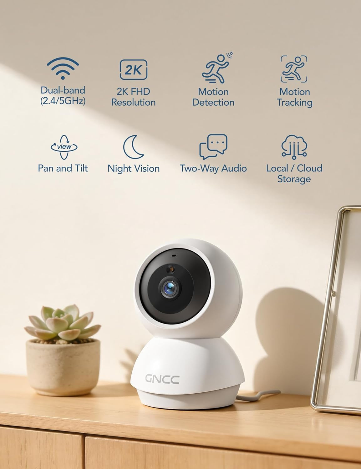 2K Wifi Cameras for Home Security, Security Camera Indoor, Baby/Pet Camera with