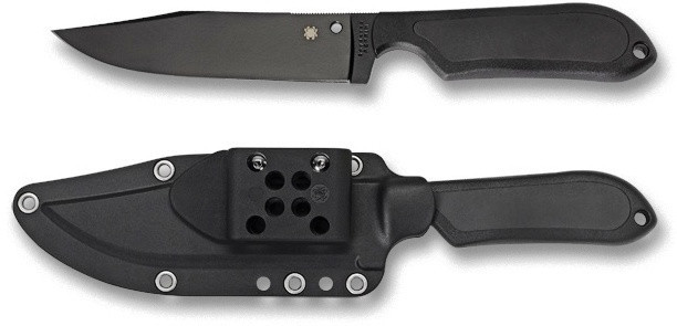 Spyderco Street Bowie Black Fixed Blade w/ Kydex Sheath 9.4" Overall FB04PBB New