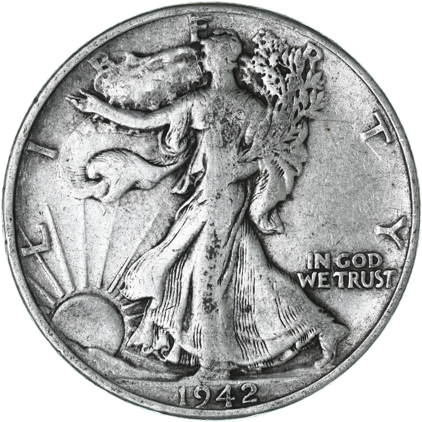 1942 (P) Walking Liberty Half Dollar Fine 90% Silver