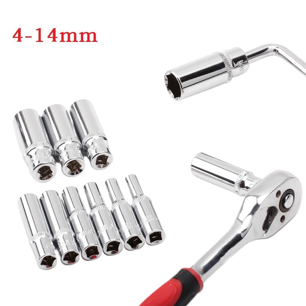 Socket Wrench Hex Socket 1pc 4-14mm Chromium-vanadium Steel Deep Sockets