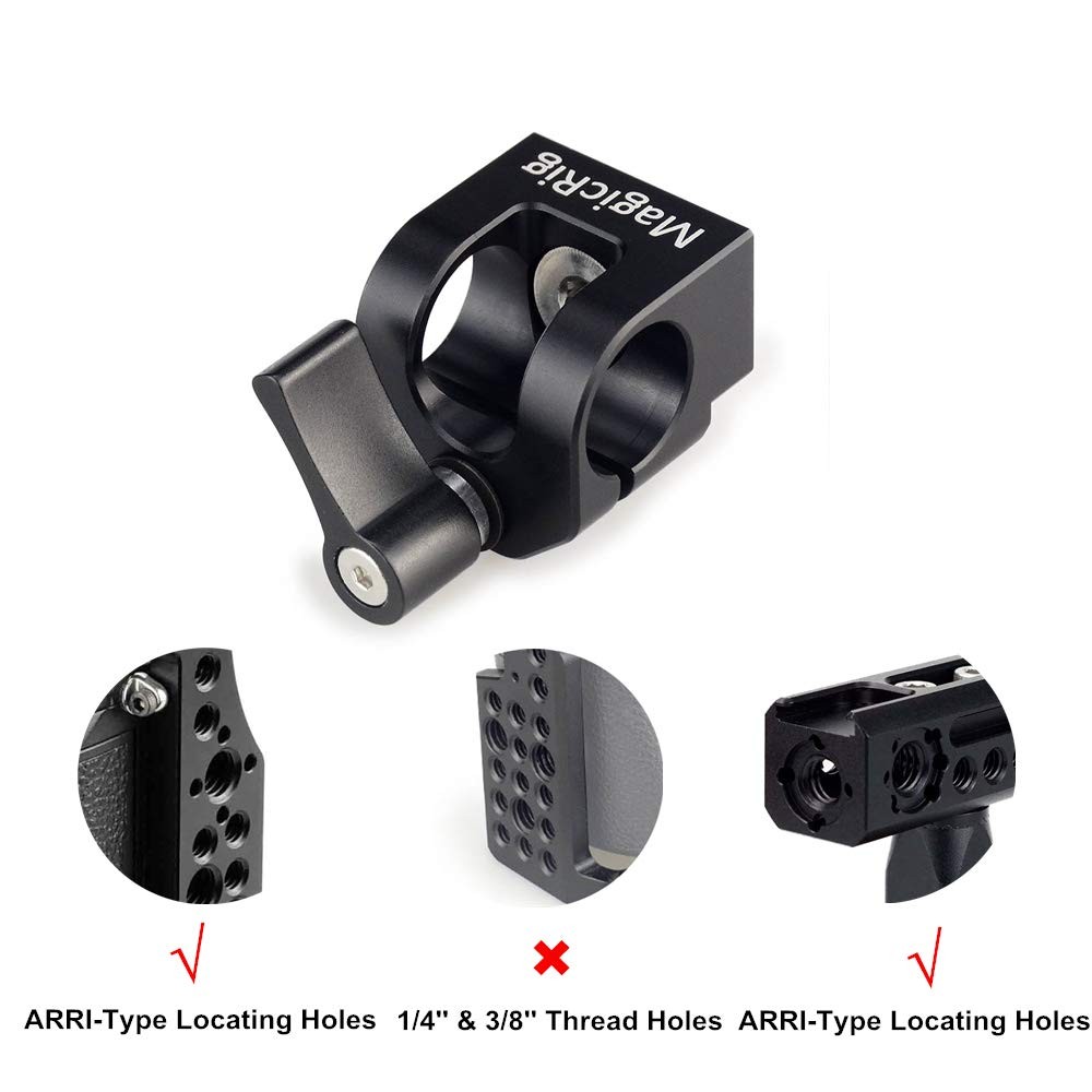 MAGICRIG Single Hole 15mm Rod Clamp for ARRI-Type Locating Hole