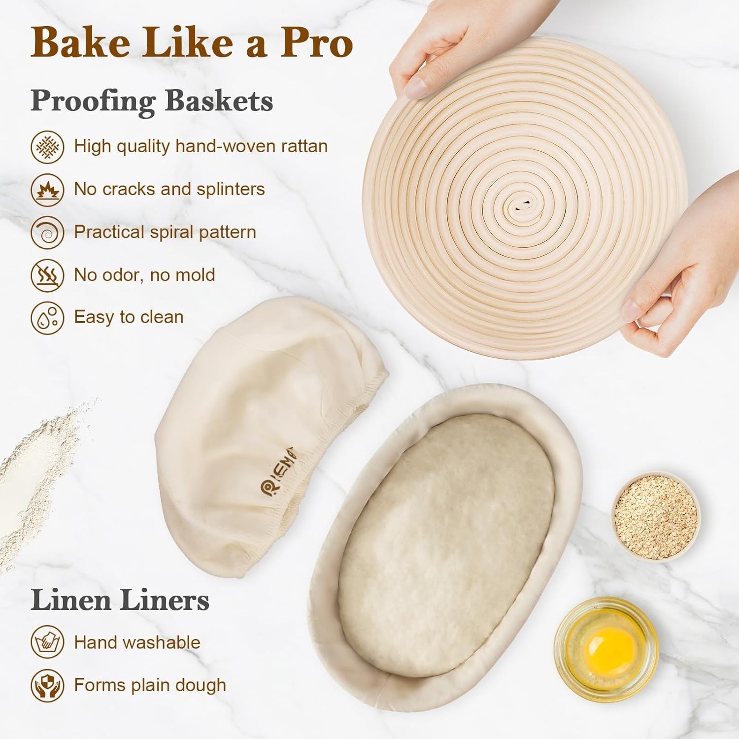 Complete Sourdough Starter Set with Handmade Rattan Baskets & Tools - Gift Ready