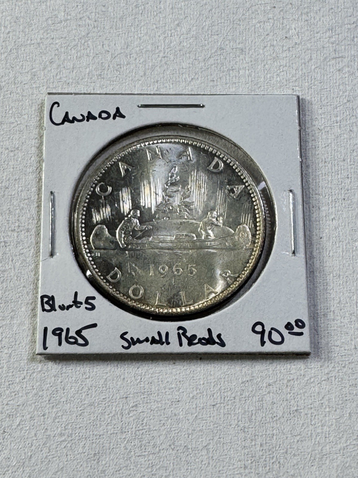 1965 Canada $1 Silver Coin Blunt 5 Small Beads