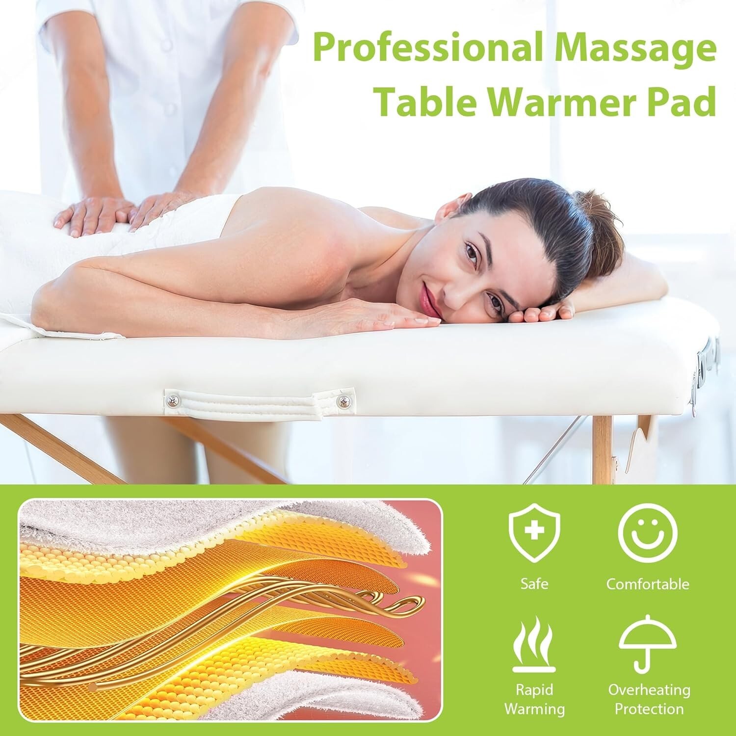 Thickened Fleece Heating Pad for Massage Tables - Digital Timer & Safety Feature