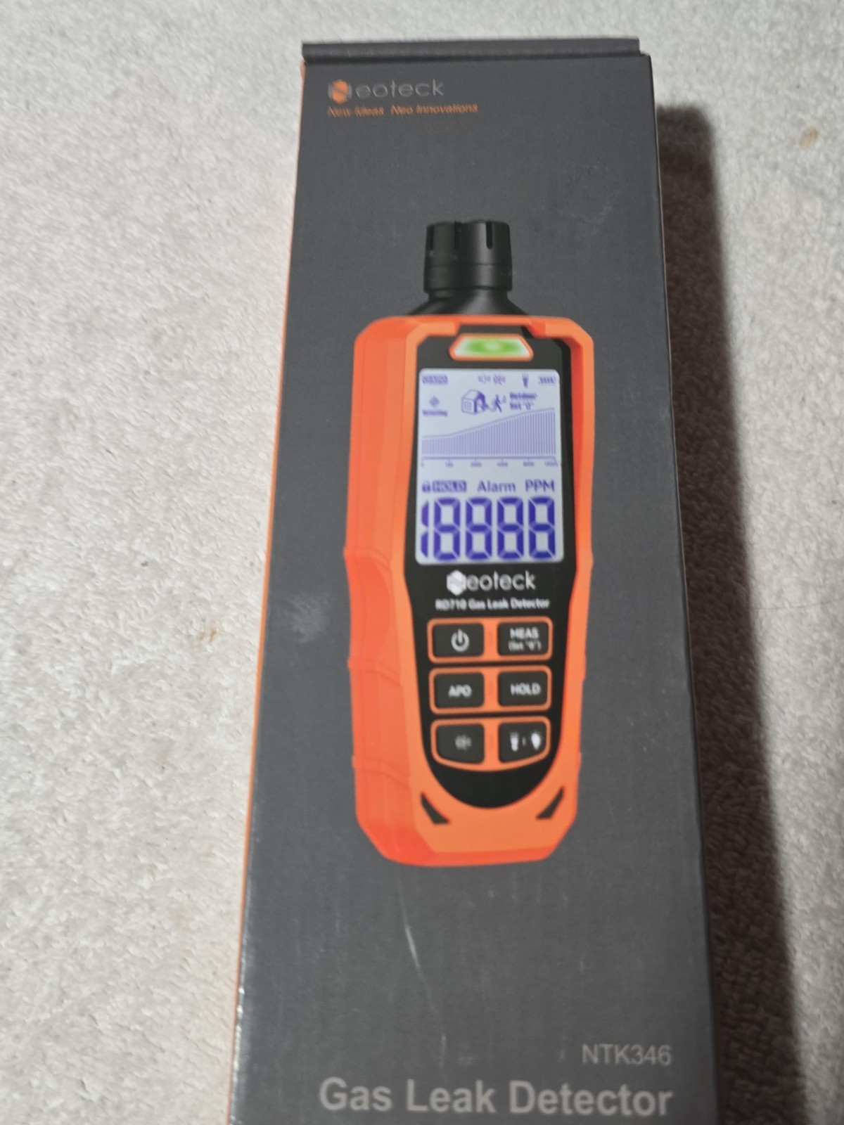 Rechargeable Gas Leak Detector 0–10,000 ppm, Natural Gas Tester, Audio & Visual