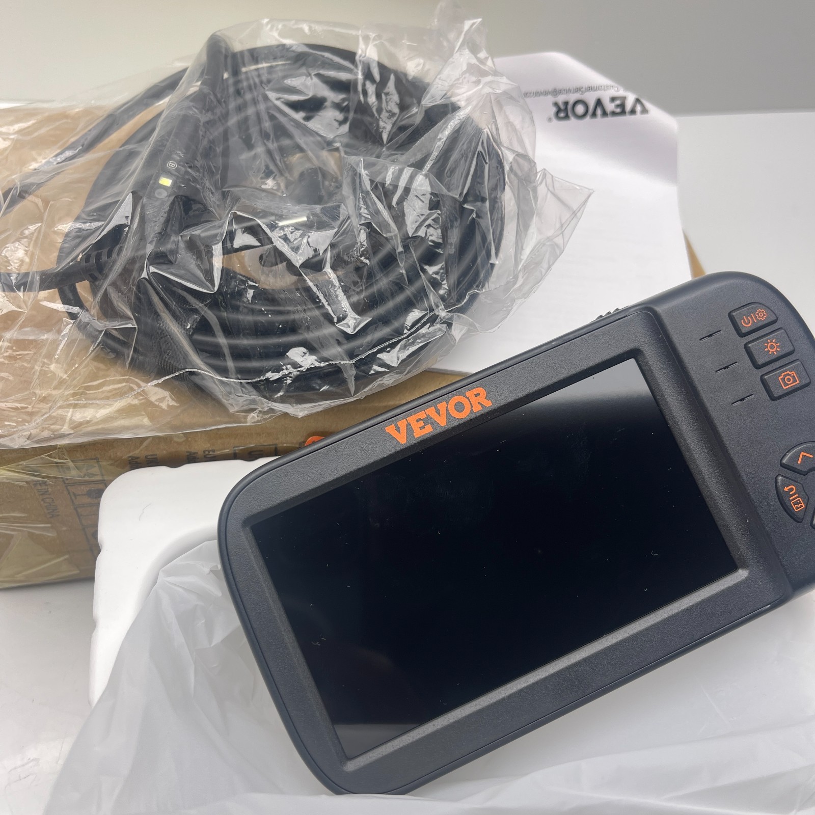 VEVOR Triple Lens Borescope with 5" Screen & Adjustable LEDs for Pipe Inspection