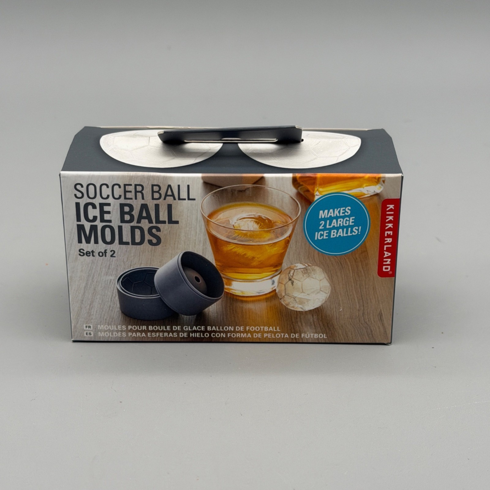 Soccer Ball Ice Ball Molds Set Of 2 - Makes 2 Large Ice Balls 2" Diameter