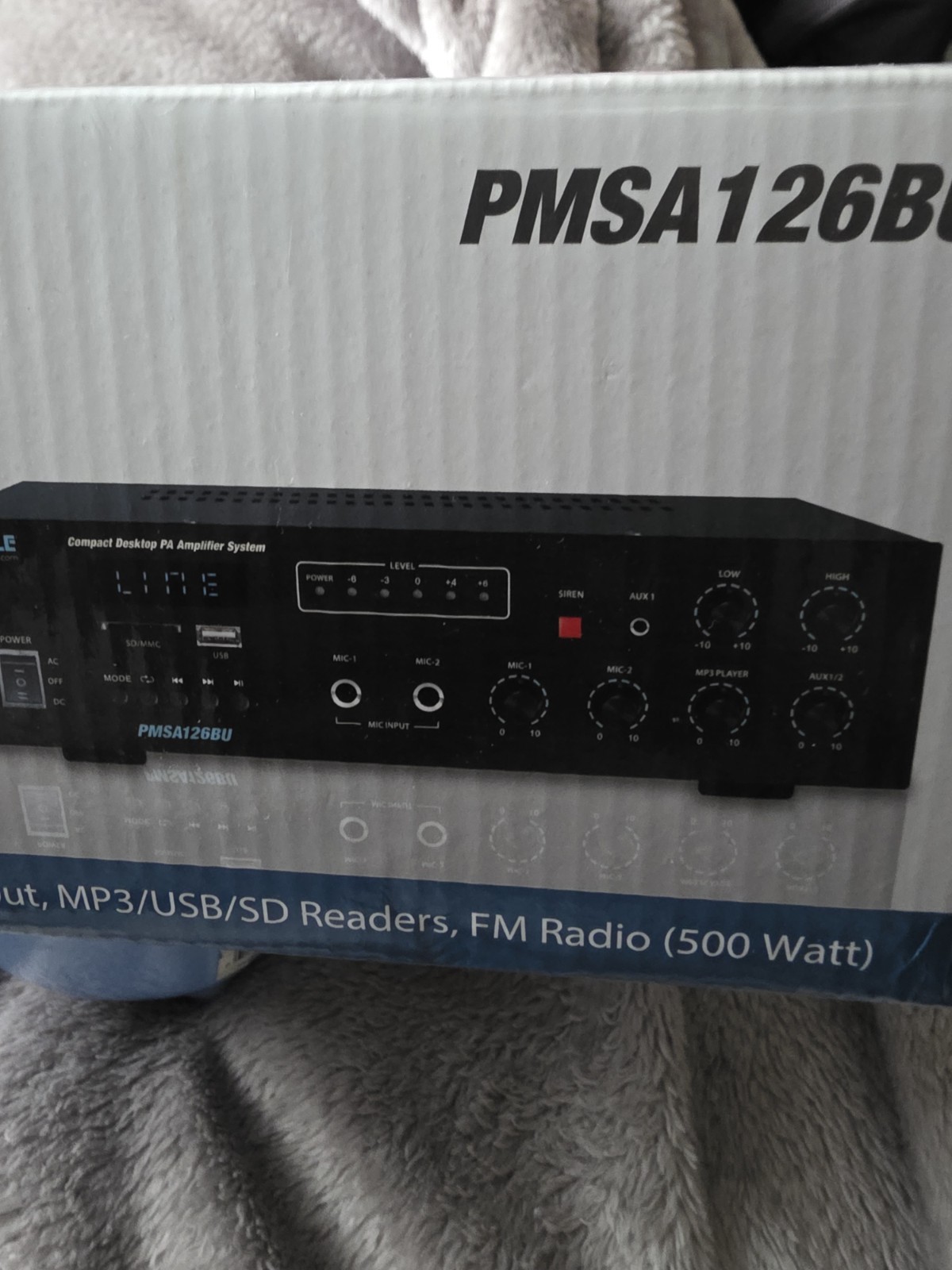 Pyle PMSA126BU Wireless BT Public Address Amplifier 500W Bluetooth FM USB/SD